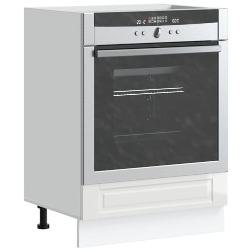 Qnhdfrt Herdumbauschrank Porto Hochglanz-Weiß Küchenschrank mit Verstellbaren Füßen für Ofen und Mikrowelle, Kompakte Größe 60x46x81,5 cm, Holzwerkstoff Robust und Langlebig für Kücheneinrichtung von Qnhdfrt