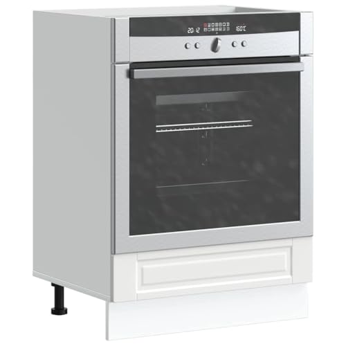 Qnhdfrt Herdumbauschrank Porto Weiß Holzwerkstoff 60x46x81,5cm Küchenschrank für Ofen und Mikrowelle mit Verstellbaren Füßen Robust und Platzsparend für Kücheneinrichtung von Qnhdfrt