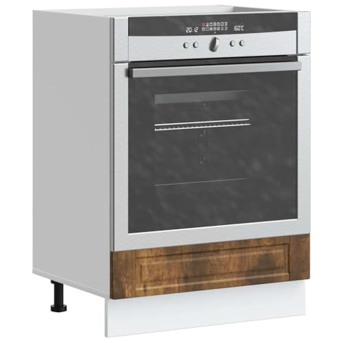 Qnhdfrt Herdumbauschrank Porto in Räuchereiche aus Holzwerkstoff 60x46x81.5 cm mit großem Stauraum für Ofen und Mikrowelle verstellbare Füße platzsparend für Küche von Qnhdfrt