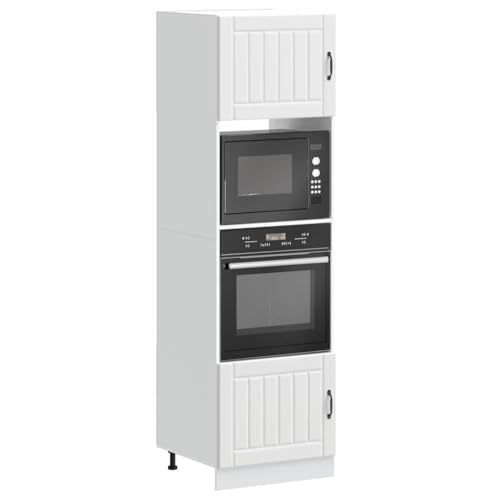 Qnhdfrt Herdumbauschrank Weiß 60x57x207cm 2 STK. Küchenschrank Mit Verstellbaren Füßen Aus Holzwerkstoff Für Kücheneinrichtung von Qnhdfrt
