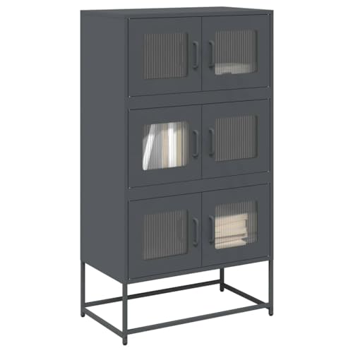 Qnhdfrt Highboard Anthrazit Stahlschrank mit 6 Türen 68x39x123 cm für Küche Wohnzimmer Flur Robuster Stauraum von Qnhdfrt