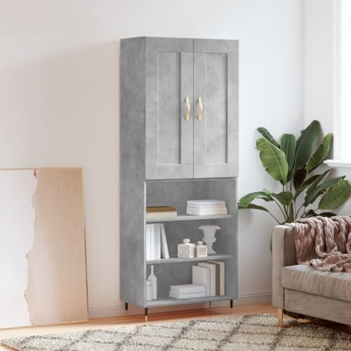Qnhdfrt Highboard Betongrau 180 cm Modernes Sideboard mit Holzwerkstoff & Metallfüßen – Stilvoller Schrank für Wohnzimmer & Flur von Qnhdfrt