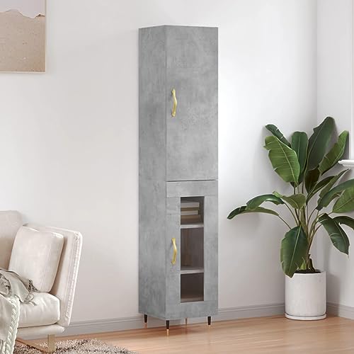 Qnhdfrt Highboard Betongrau 34,5x34x180 cm aus Holzwerkstoff mit Metallfüßen Modernes Design Großer Stauraum für Wohnzimmer Flur Küche Qnhdfrt Highboard Betongrau 34,5x34x180 cm aus Holzwerkstoff mit Metallfüßen Modernes Design Großer Stauraum für Wohnzimmer Flur Küche von Qnhdfrt