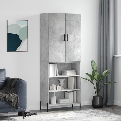 Qnhdfrt Highboard Betongrau 69,5x34x180 cm Schrank aus Holzwerkstoff mit Metallfüßen Modernes Design Großer Stauraum für Wohnzimmer Flur und Büro Qnhdfrt Highboard Betongrau 69,5x34x180 cm Schrank aus Holzwerkstoff mit Metallfüßen Modernes Design Großer Stauraum für Wohnzimmer Flur und Büro von Qnhdfrt