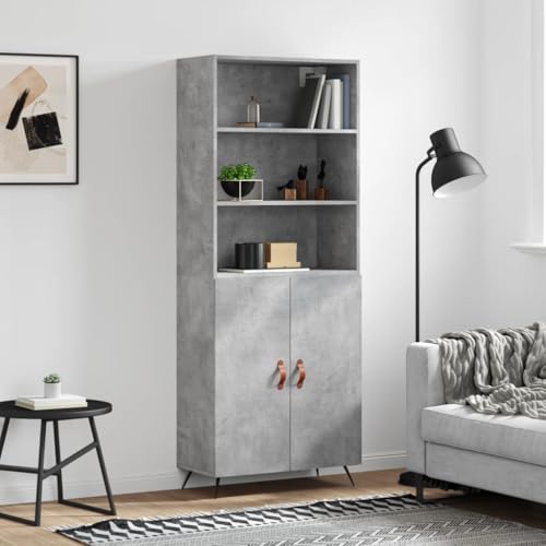 Qnhdfrt Highboard Betongrau Holzwerkstoff Metall Schrank 69,5x34x180 cm Modernes Design mit Stauraum für Wohnzimmer Flur Qnhdfrt Highboard Betongrau Holzwerkstoff Metall Schrank 69,5x34x180 cm Modernes Design mit Stauraum für Wohnzimmer Flur von Qnhdfrt