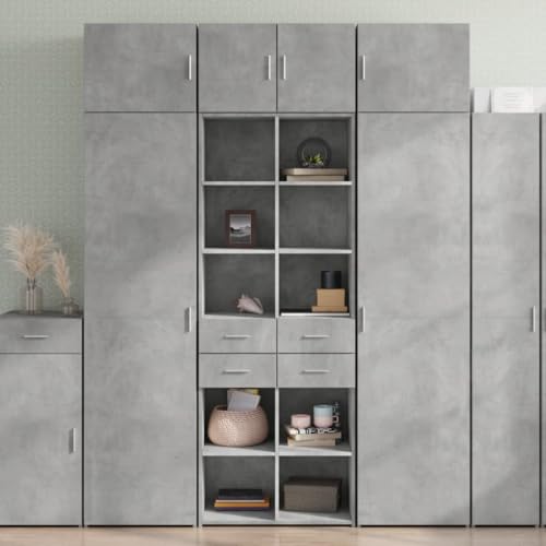 Qnhdfrt Highboard Betongrau Schrank 70x42,5x185 cm aus Holzwerkstoff mit viel Stauraum für Wohnzimmer Küche Flur – Modernes Zeitloses Design Qnhdfrt Highboard Betongrau Schrank 70x42,5x185 cm aus Holzwerkstoff mit viel Stauraum für Wohnzimmer Küche Flur – Modernes Zeitloses Design von Qnhdfrt