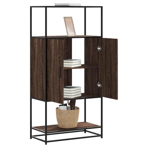 Qnhdfrt Highboard Braun Eichen-Optik 68x35x139 cm Holzwerkstoff Metall mit viel Stauraum 1 Fach 2 offene Einlegeböden für Wohnzimmer Küche Flur Qnhdfrt Highboard Braun Eichen-Optik 68x35x139 cm Holzwerkstoff Metall mit viel Stauraum 1 Fach 2 offene Einlegeböden für Wohnzimmer Küche Flur von Qnhdfrt