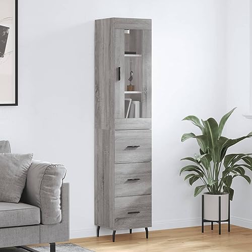 Qnhdfrt Highboard Grau Sonoma 180 cm aus Holzwerkstoff mit Metallfüßen - Stilvolles Sideboard für Wohnzimmer und Flur Qnhdfrt Highboard Grau Sonoma 180 cm aus Holzwerkstoff mit Metallfüßen - Stilvolles Sideboard für Wohnzimmer und Flur von Qnhdfrt