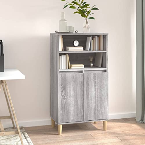 Qnhdfrt Highboard Grau Sonoma 60x36x110 cm aus Holzwerkstoff mit Massivholzfüßen – Klassisches Sideboard mit Viel Stauraum für Wohnzimmer Flur und Büro Qnhdfrt Highboard Grau Sonoma 60x36x110 cm aus Holzwerkstoff mit Massivholzfüßen – Klassisches Sideboard mit Viel Stauraum für Wohnzimmer Flur und Büro von Qnhdfrt