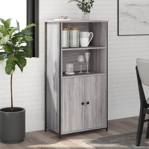 Qnhdfrt Highboard Grau Sonoma 62x36x121,5 cm Holzwerkstoff Metall Schrank mit Stauraum Modernes Design für Wohnzimmer Flur von Qnhdfrt