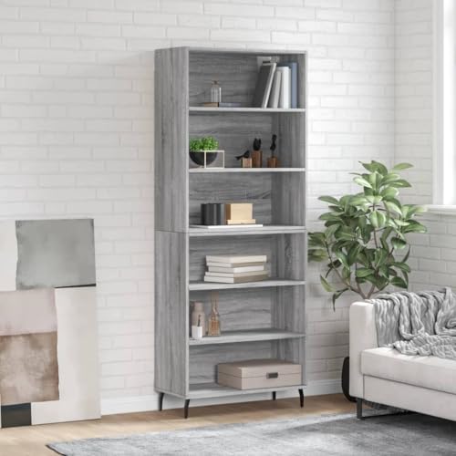 Qnhdfrt Highboard Grau Sonoma 69,5x32,5x180 cm aus Holzwerkstoff mit Metallbeinen Modernes Design Großer Stauraum Sideboard Schrank für Wohnzimmer Flur Esszimmer Qnhdfrt Highboard Grau Sonoma 69,5x32,5x180 cm aus Holzwerkstoff mit Metallbeinen Modernes Design Großer Stauraum Sideboard Schrank für Wohnzimmer Flur Esszimmer von Qnhdfrt