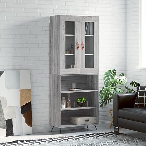 Qnhdfrt Highboard Grau Sonoma 69,5x34x180 cm Holzwerkstoff Metall Glas Sideboard Aufbewahrungsschrank mit Praktischer Tür und Stabilem Design für Wohnzimmer Küche Flur Qnhdfrt Highboard Grau Sonoma 69,5x34x180 cm Holzwerkstoff Metall Glas Sideboard Aufbewahrungsschrank mit Praktischer Tür und Stabilem Design für Wohnzimmer Küche Flur von Qnhdfrt