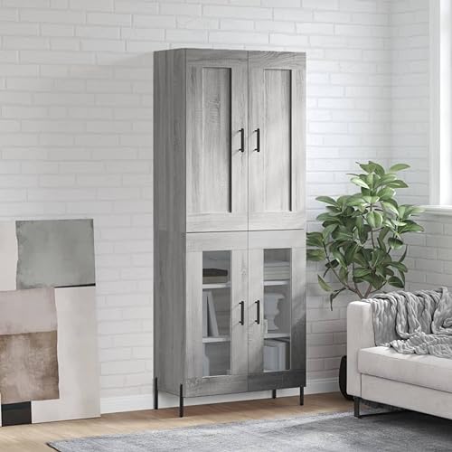 Qnhdfrt Highboard Grau Sonoma 69,5x34x180 cm mit Sideboard Aufbewahrungsschrank für Wohnzimmer - Modernes Design mit Eisenbeinen und Glas Qnhdfrt Highboard Grau Sonoma 69,5x34x180 cm mit Sideboard Aufbewahrungsschrank für Wohnzimmer - Modernes Design mit Eisenbeinen und Glas von Qnhdfrt