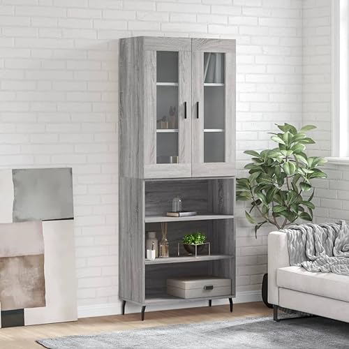 Qnhdfrt Highboard Grau Sonoma 69,5x34x180 cm mit Sideboard Holzwerkstoff Schrank für Wohnzimmer Flur Landhausstil Qnhdfrt Highboard Grau Sonoma 69,5x34x180 cm mit Sideboard Holzwerkstoff Schrank für Wohnzimmer Flur Landhausstil von Qnhdfrt