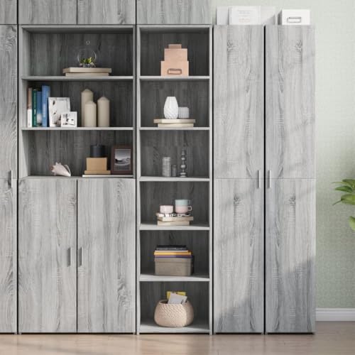 Qnhdfrt Highboard Grau Sonoma-Eiche Holzwerkstoff Schrank Sideboard 45x41x185 cm Modernes Design mit Viel Stauraum für Wohnzimmer Flur oder Schlafzimmer von Qnhdfrt