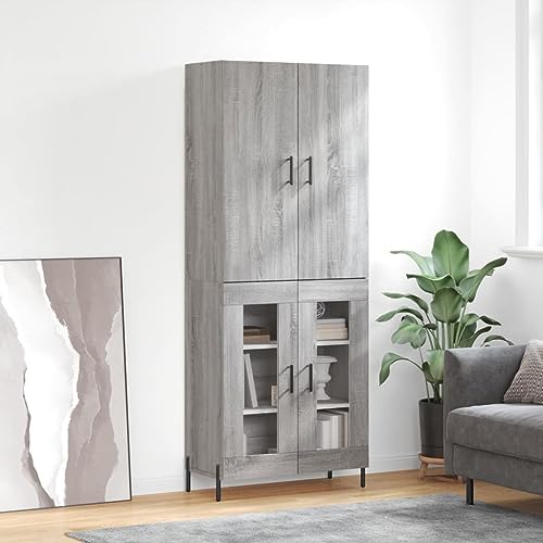 Qnhdfrt Highboard Grau Sonoma Holzwerkstoff Sideboard Kommode Aufbewahrungsschrank mit Eisenbeinen 69,5x34x180 cm Modernes Design für Wohnzimmer Flur Qnhdfrt Highboard Grau Sonoma Holzwerkstoff Sideboard Kommode Aufbewahrungsschrank mit Eisenbeinen 69,5x34x180 cm Modernes Design für Wohnzimmer Flur von Qnhdfrt