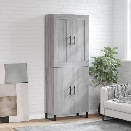 Qnhdfrt Highboard Grau Sonoma Schrank Sideboard mit Eisenbeinen 69,5x34x180 cm Holzwerkstoff Modern für Wohnzimmer Flur Esszimmer Stauraum Qnhdfrt Highboard Grau Sonoma Schrank Sideboard mit Eisenbeinen 69,5x34x180 cm Holzwerkstoff Modern für Wohnzimmer Flur Esszimmer Stauraum von Qnhdfrt