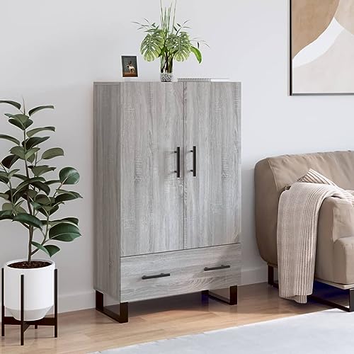 Qnhdfrt Highboard Grau Sonoma Sideboard 115 cm Modernes Wohnzimmermöbel mit Metallbeinen Aus Holzwerkstoff Breit 69,5 cm Tief 31 cm Stauraum Beistellschrank von Qnhdfrt