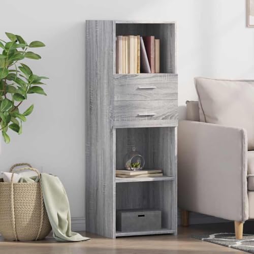 Qnhdfrt Highboard Grau Sonoma Sideboard Schrank aus Holzwerkstoff 40x42,5x124 cm Modernes Design mit Viel Stauraum für Wohnzimmer Küche Flur von Qnhdfrt