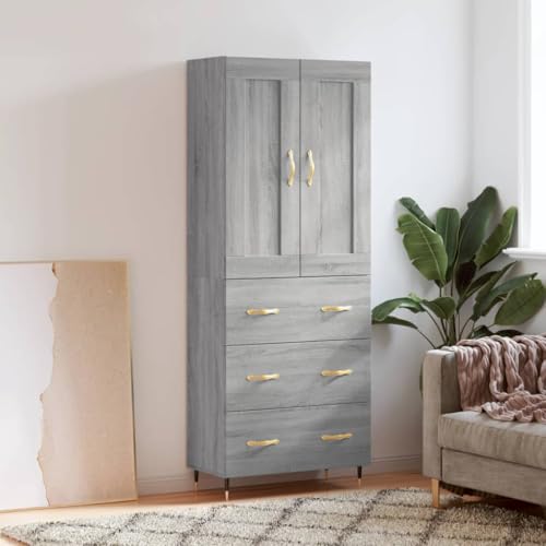Qnhdfrt Highboard Grau Sonoma Sideboard Schrank mit Metallfüßen 69,5x34x180 cm Holzwerkstoff Modernes Design für Wohnzimmer Aufbewahrung Qnhdfrt Highboard Grau Sonoma Sideboard Schrank mit Metallfüßen 69,5x34x180 cm Holzwerkstoff Modernes Design für Wohnzimmer Aufbewahrung von Qnhdfrt