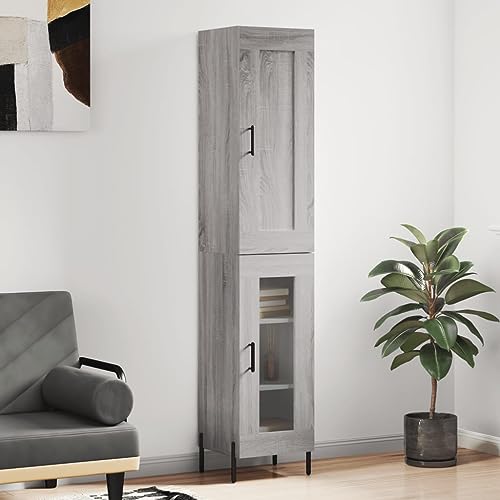 Qnhdfrt Highboard Grau Sonoma aus Holzwerkstoff mit Metallfüßen, stylisches Sideboard für Wohnzimmer & Flur, 34,5x34x180 cm, robust & langlebig mit praktischem Stauraum Qnhdfrt Highboard Grau Sonoma aus Holzwerkstoff mit Metallfüßen, stylisches Sideboard für Wohnzimmer & Flur, 34,5x34x180 cm, robust & langlebig mit praktischem Stauraum von Qnhdfrt
