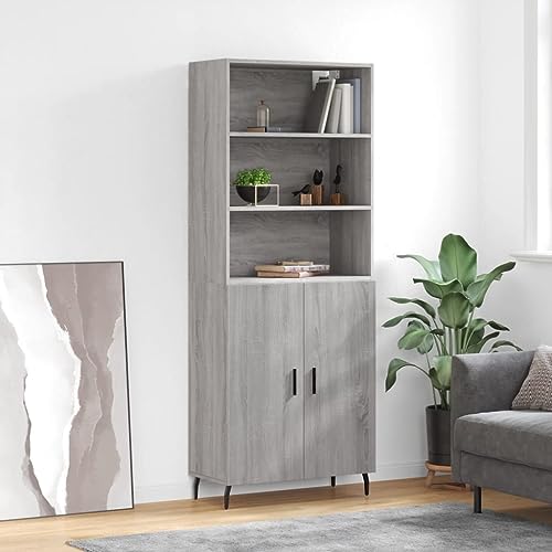 Qnhdfrt Highboard Grau Sonoma aus Holzwerkstoff mit Metallfüßen – Stilvoller Aufbewahrungsschrank für Wohnzimmer und Flur Qnhdfrt Highboard Grau Sonoma aus Holzwerkstoff mit Metallfüßen – Stilvoller Aufbewahrungsschrank für Wohnzimmer und Flur von Qnhdfrt