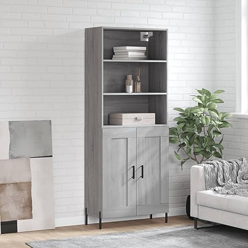 Qnhdfrt Highboard Grau Sonoma aus Holzwerkstoff mit Metallfüßen – Stilvoller Aufbewahrungsschrank für Wohnzimmer & Flur Qnhdfrt Highboard Grau Sonoma aus Holzwerkstoff mit Metallfüßen – Stilvoller Aufbewahrungsschrank für Wohnzimmer & Flur von Qnhdfrt
