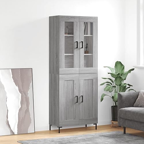 Qnhdfrt Highboard Grau Sonoma aus Holzwerkstoff mit Metallfüßen – Stilvoller Schrank für Wohnzimmer, Küche & Flur Qnhdfrt Highboard Grau Sonoma aus Holzwerkstoff mit Metallfüßen – Stilvoller Schrank für Wohnzimmer, Küche & Flur von Qnhdfrt