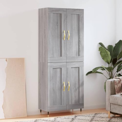 Qnhdfrt Highboard Grau Sonoma aus Holzwerkstoff mit Metallfüßen – Stilvoller Stauraum für Wohnzimmer & Flur von Qnhdfrt