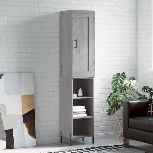 Qnhdfrt Highboard Grau Sonoma aus Holzwerkstoff & Metall - Stilvoller Schrank mit praktischem Stauraum für Wohnzimmer, Küche & Flur Qnhdfrt Highboard Grau Sonoma aus Holzwerkstoff & Metall - Stilvoller Schrank mit praktischem Stauraum für Wohnzimmer, Küche & Flur von Qnhdfrt
