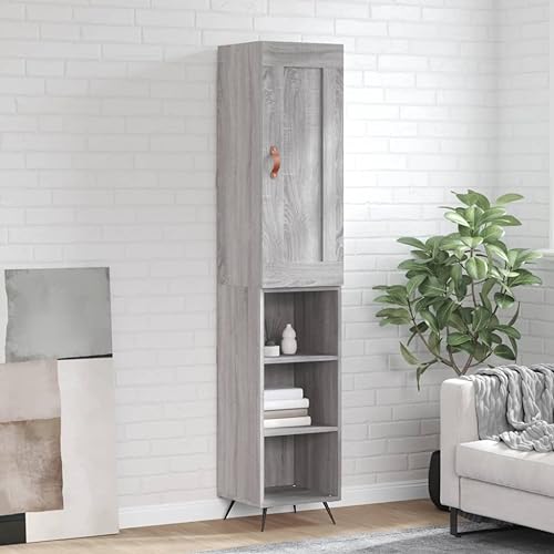 Qnhdfrt Highboard Grau Sonoma aus Holzwerkstoff & Metall - Stilvoller Schrank mit praktischem Stauraum für Wohnzimmer, Küche & Flur von Qnhdfrt