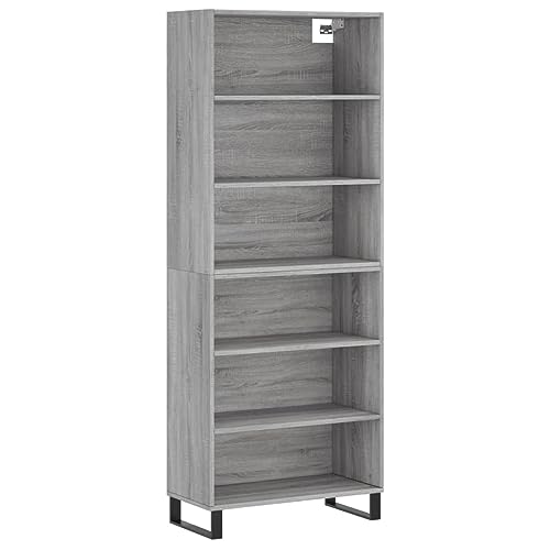 Qnhdfrt Highboard Grau Sonoma mit Sideboard | Moderner Schrank aus Holzwerkstoff & Metall | 69,5x32,5x180 cm Stauraum für Wohnzimmer & Flur Qnhdfrt Highboard Grau Sonoma mit Sideboard | Moderner Schrank aus Holzwerkstoff & Metall | 69,5x32,5x180 cm Stauraum für Wohnzimmer & Flur von Qnhdfrt