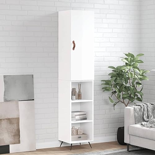 Qnhdfrt Highboard Hochglanz-Weiß 34,5x34x180 cm Holzwerkstoff Schrank mit Metallfüßen für Wohnzimmer Küche und Flur – Modernes Design mit viel Stauraum Qnhdfrt Highboard Hochglanz-Weiß 34,5x34x180 cm Holzwerkstoff Schrank mit Metallfüßen für Wohnzimmer Küche und Flur – Modernes Design mit viel Stauraum von Qnhdfrt