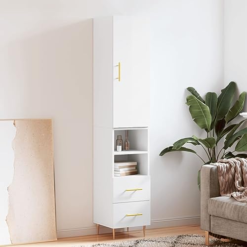 Qnhdfrt Highboard Hochglanz-Weiß 34,5x34x180 cm Holzwerkstoff Schrank mit Metallfüßen und viel Stauraum – Modernes Möbel für Wohnzimmer, Küche oder Flur Qnhdfrt Highboard Hochglanz-Weiß 34,5x34x180 cm Holzwerkstoff Schrank mit Metallfüßen und viel Stauraum – Modernes Möbel für Wohnzimmer, Küche oder Flur von Qnhdfrt