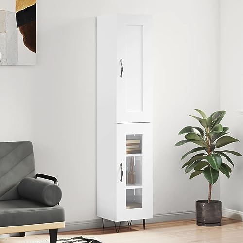 Qnhdfrt Highboard Hochglanz-Weiß 34,5x34x180 cm Holzwerkstoff mit Glastüren und Metallfüßen für Wohnzimmer Flur als Stauraum Lösung Qnhdfrt Highboard Hochglanz-Weiß 34,5x34x180 cm Holzwerkstoff mit Glastüren und Metallfüßen für Wohnzimmer Flur als Stauraum Lösung von Qnhdfrt