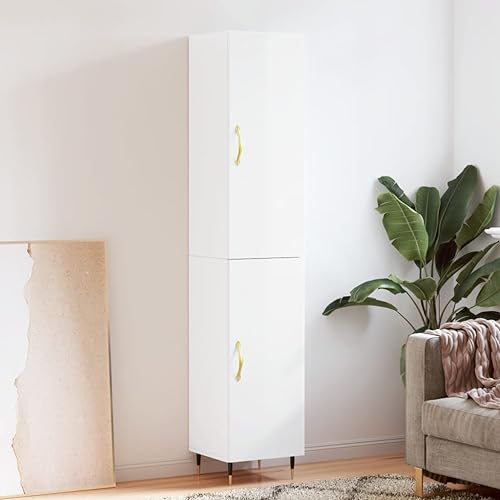 Qnhdfrt Highboard Hochglanz-Weiß 34,5x34x180 cm Schmaler Schrank mit Sideboard und Metallfüßen für Wohnzimmer Flur Aufbewahrung Qnhdfrt Highboard Hochglanz-Weiß 34,5x34x180 cm Schmaler Schrank mit Sideboard und Metallfüßen für Wohnzimmer Flur Aufbewahrung von Qnhdfrt