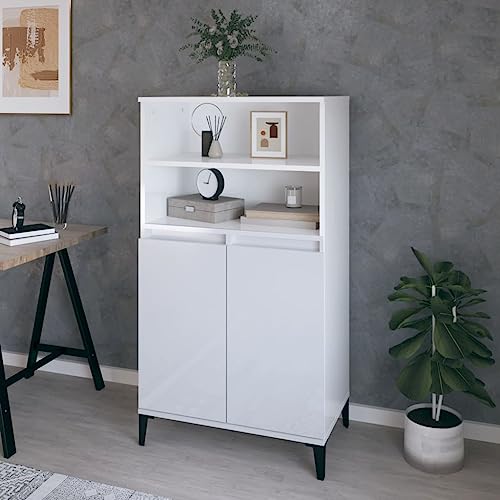 Qnhdfrt Highboard Hochglanz-Weiß 60x36x110 cm aus Holzwerkstoff mit Metallfüßen, Sideboard mit Stauraum für Wohnzimmer, Flur und Küche Qnhdfrt Highboard Hochglanz-Weiß 60x36x110 cm aus Holzwerkstoff mit Metallfüßen, Sideboard mit Stauraum für Wohnzimmer, Flur und Küche von Qnhdfrt