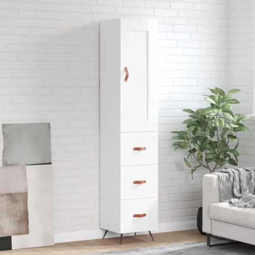 Qnhdfrt Highboard Hochglanz-Weiß Schrank mit Sideboard 34,5x34x180 cm Holzwerkstoff Metallfüße Modernes Design für Wohnzimmer Küche Flur Qnhdfrt Highboard Hochglanz-Weiß Schrank mit Sideboard 34,5x34x180 cm Holzwerkstoff Metallfüße Modernes Design für Wohnzimmer Küche Flur von Qnhdfrt