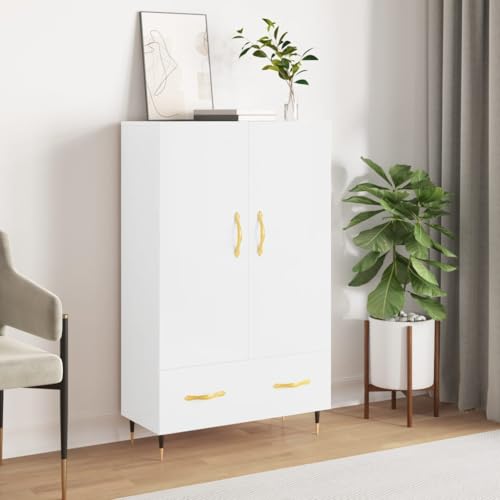 Qnhdfrt Highboard Hochglanz Weiß Sideboard Schmal 31 cm Tiefe Holzwerkstoff Metallbeine 69,5x31x115 cm für Wohnzimmer Flur Küche Qnhdfrt Highboard Hochglanz Weiß Sideboard Schmal 31 cm Tiefe Holzwerkstoff Metallbeine 69,5x31x115 cm für Wohnzimmer Flur Küche von Qnhdfrt