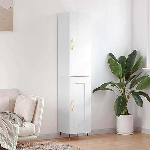 Qnhdfrt Highboard Hochglanz-Weiß Sideboard Schrank 34,5x34x180 cm aus Holzwerkstoff mit Metallfüßen für Wohnzimmer Küche Flur Qnhdfrt Highboard Hochglanz-Weiß Sideboard Schrank 34,5x34x180 cm aus Holzwerkstoff mit Metallfüßen für Wohnzimmer Küche Flur von Qnhdfrt