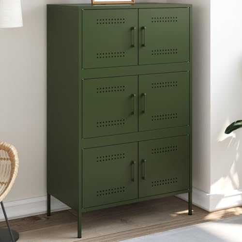 Qnhdfrt Highboard Industrial Stil aus Stahl Olivgrün 68x39x113 cm mit 6 Fächern für Wohnzimmer Schlafzimmer Flur Stauraum Robust Qnhdfrt Highboard Industrial Stil aus Stahl Olivgrün 68x39x113 cm mit 6 Fächern für Wohnzimmer Schlafzimmer Flur Stauraum Robust von Qnhdfrt