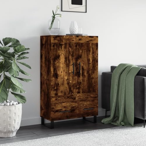 Qnhdfrt Highboard Räuchereiche Holzwerkstoff Sideboard Schrank 69,5x31x115 cm mit viel Stauraum und Wandhalterung für Wohnzimmer Flur Qnhdfrt Highboard Räuchereiche Holzwerkstoff Sideboard Schrank 69,5x31x115 cm mit viel Stauraum und Wandhalterung für Wohnzimmer Flur von Qnhdfrt