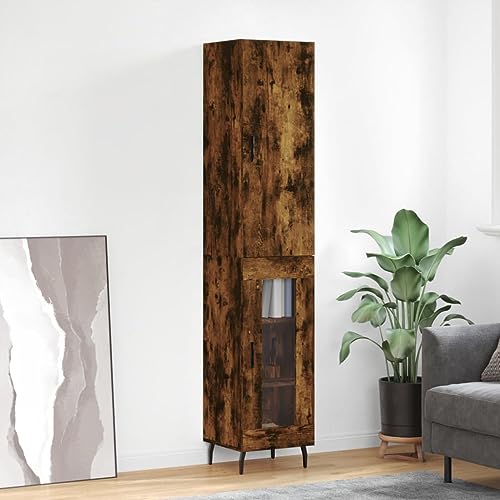 Qnhdfrt Highboard Räuchereiche aus Holzwerkstoff mit Metallfüßen und Glas - Moderner Stauraum für Wohnzimmer, Küche oder Flur Qnhdfrt Highboard Räuchereiche aus Holzwerkstoff mit Metallfüßen und Glas - Moderner Stauraum für Wohnzimmer, Küche oder Flur von Qnhdfrt