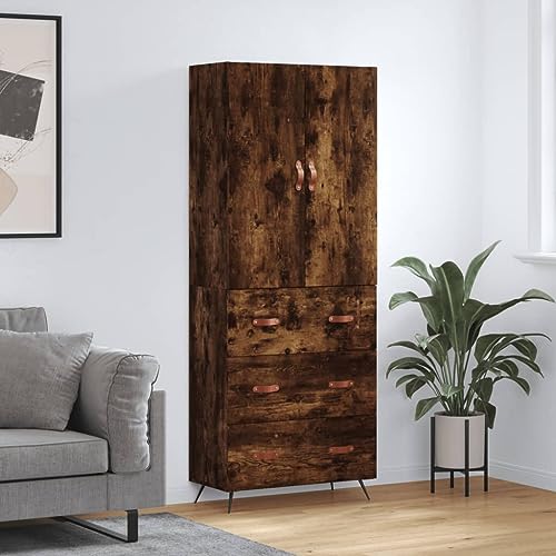 Qnhdfrt Highboard Räuchereiche aus Holzwerkstoff & Metall - Moderner Aufbewahrungsschrank für Wohnzimmer & Flur mit viel Stauraum Qnhdfrt Highboard Räuchereiche aus Holzwerkstoff & Metall - Moderner Aufbewahrungsschrank für Wohnzimmer & Flur mit viel Stauraum von Qnhdfrt