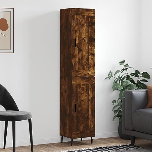 Qnhdfrt Highboard Räuchereiche aus Holzwerkstoff & Metall - Stilvoller Schrank mit praktischen Türen & Metallfüßen für Wohnzimmer, Flur oder Schlafzimmer von Qnhdfrt