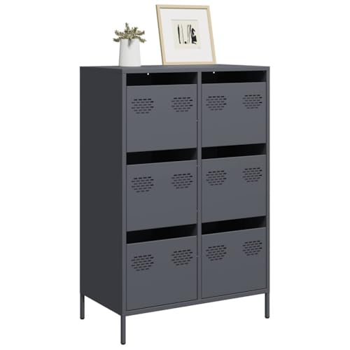 Qnhdfrt Highboard Schrank Anthrazit 68x39x101.5 cm Kaltgewalzter Stahl mit 6 Schubladen Robust für Wohnzimmer Schlafzimmer Büro Qnhdfrt Highboard Schrank Anthrazit 68x39x101.5 cm Kaltgewalzter Stahl mit 6 Schubladen Robust für Wohnzimmer Schlafzimmer Büro von Qnhdfrt