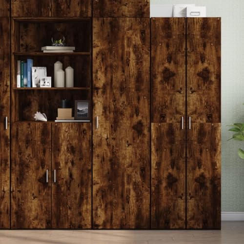 Qnhdfrt Highboard Schrank Räuchereiche 50x42,5x185 cm mit Stauraum Landhausstil für Wohnzimmer Schlafzimmer Flur von Qnhdfrt