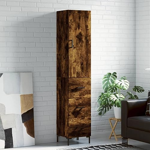 Qnhdfrt Highboard Schrank Räuchereiche aus Holzwerkstoff & Metall - Stilvolles Sideboard für Wohnzimmer & Flur mit viel Stauraum Qnhdfrt Highboard Schrank Räuchereiche aus Holzwerkstoff & Metall - Stilvolles Sideboard für Wohnzimmer & Flur mit viel Stauraum von Qnhdfrt