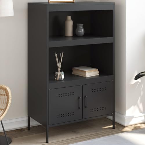 Qnhdfrt Highboard Schrank Schwarz Stahl Industrie-Stil 68x39x113 cm mit 2 Ablagen 2 Fächern für Wohnzimmer Schlafzimmer Stauraum Lösung Qnhdfrt Highboard Schrank Schwarz Stahl Industrie-Stil 68x39x113 cm mit 2 Ablagen 2 Fächern für Wohnzimmer Schlafzimmer Stauraum Lösung von Qnhdfrt