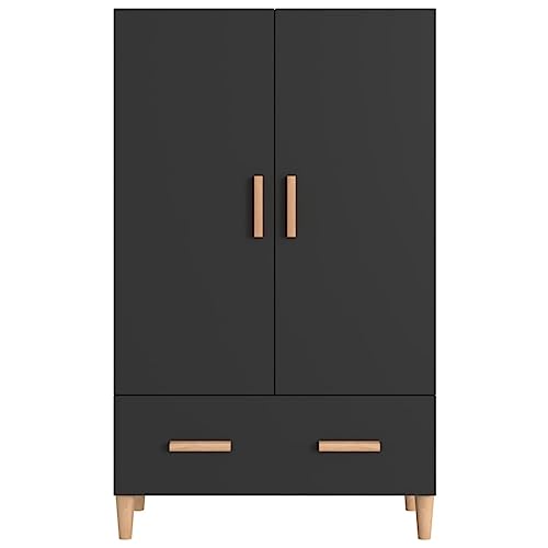 Qnhdfrt Highboard Schrank Sideboard Schwarz Holzwerkstoff 70x31x115 cm mit 2 Türen und 1 Schublade Praktischer Stauraum Robustes Design für Wohnzimmer Flur Esszimmer von Qnhdfrt